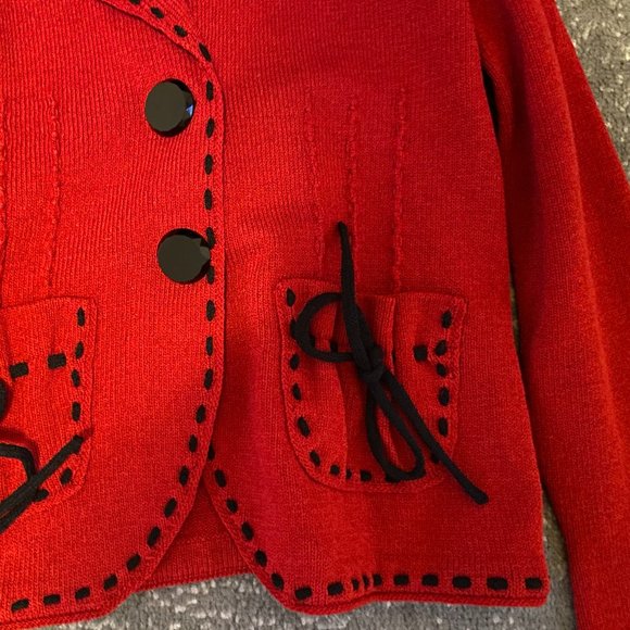 Vintage Bright Red Unique Designer Jacket - Picture 5 of 5